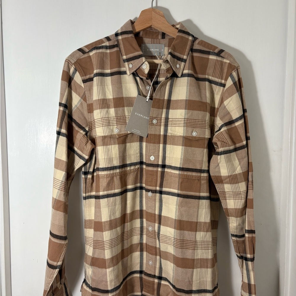 Everlane Men's Brown Plaid Shirt